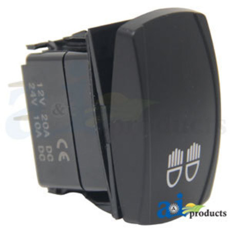 A & I PRODUCTS Switch, Rocker, Rectangle, 25 Amp, 3 Terminal, On/Off (Illuminated) 3" x5" x1" A-RS100G